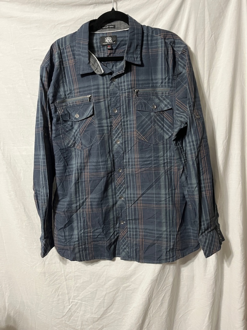 Rock & Republic Navy Plaid Lightweight Shirt